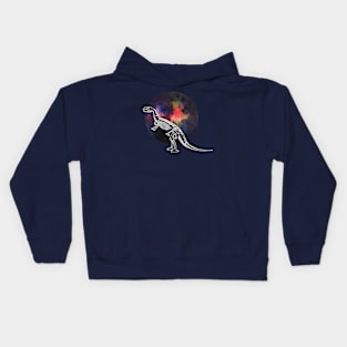 T-Rex Skeleton in Space Dark Planet Kids Hoodie